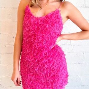 Ina Vibrant Pink Textured Mini Dress